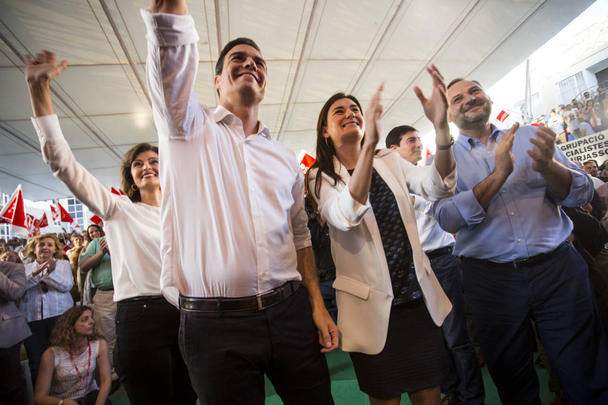 Botella, Sánchez, Montón y Ábalos, este último será número uno por Valencia al Congreso. Foto: EVA MÁÑEZ