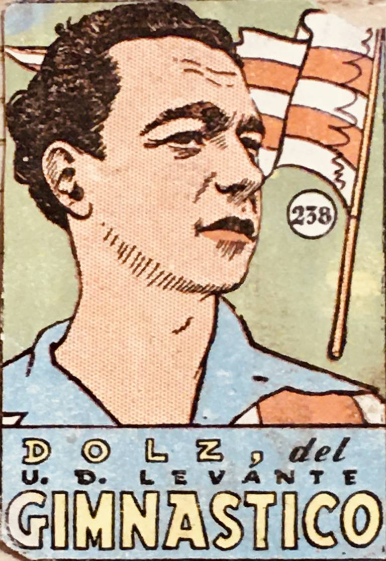 Agustí Dolz, Agustinet, en un cromo de 1940, donde se denomina al club "el UD Levante Gimnástico", un nombre confuso desde su origen © Archivo Felip Bens